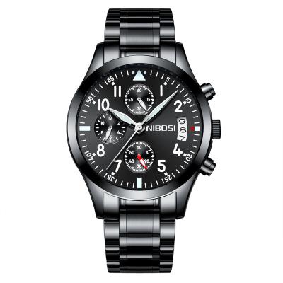 China Wholesale Automatic Date 2303 / Luminous Logo Chronograph Luxury Mens Black Wrist Watch Custom Stainless Steel Band for sale