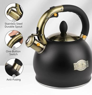 China Viable Minimalist Bollitore Kettle With Top Whistling Tea Kettle Stove Stainless Steel Whistling Kettle With Wooden Handle for sale