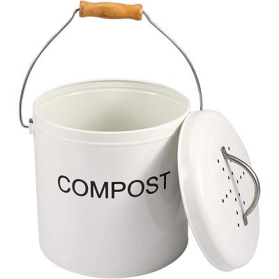 China Viable Custom Color Stainless Steel Kitchen Waste Bucket Container Pail Compost Bin For Kitchen Countertop for sale