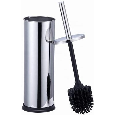 China Sustainable Top Quality Stainless Steel Bathroom Accessories Standing Toilet Brush With Holder Set for sale