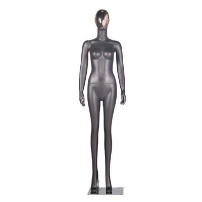 China Customized Wholesale Standing Simulation Fiberglass Female Black Frosted Pose Mannequins for sale