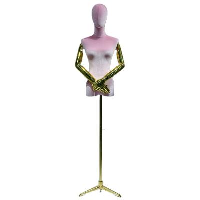 China Customized Colorful Half Body Velvet Show Female Torso Custom Made Arm Standing Plastic Mannequin for sale