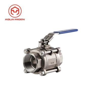 China 1000PSI 3 Piece Internally Threaded General CF8, WCB, CF3M, CF8M Ball Valve Lever Handle With Locking Device for sale