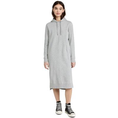 China Anti-Wrinkle Women's Basics Long Sleeve Organic Cotton Hooded Sweatshirt Dress for sale