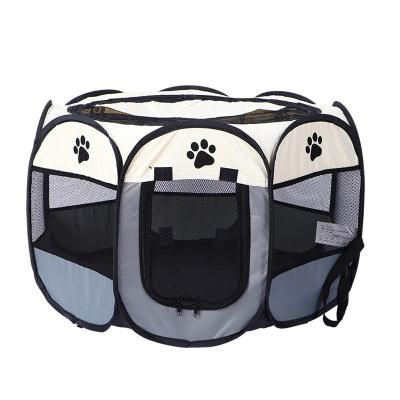 China Wholesale Octagonal Pet Fence Oxford Cloth Pet Tent Cat Kennel Dog Kennel Delivery Room Breathable Indoor Foldable Pet Fence for sale