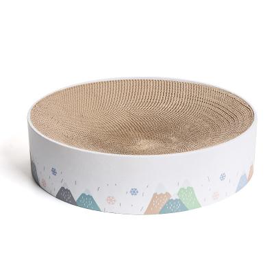 China Viable Cat Scratching Corrugated Round Board Nest Texture High Quality Scratch-Resistant Cat Toys Grinding Claw Board for sale