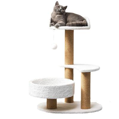 China Sustainable Hot Selling Stable Multistory Apartment With Soft Velvet Covered Hammock For Cat Lap Tree Scratching And Playing for sale