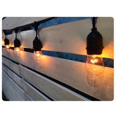 China Hanging/fixed sockets IP65 Waterproof guirnaldas de luces decor 48ft Wedding Patio Garden Outdoor Cafe S14 Festoon String Lights for sale