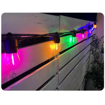 China Hanging/fixed sockets 24FT 10 Bulbs Holiday Outdoor Waterproof Decorative Patio Led Solar S14 String Lights for sale