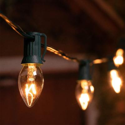 China Hanging/fixed sockets E12 E14 C7 C9 Bulb Christmas Hanging Green Black White cable Outdoor Patio String Lights for sale