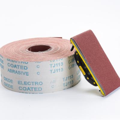 China Polishing wood and wall 65m*10cm sand paper roll 80/100/120 grit Aluminum Oxide sand paper roll for polishing wood for sale