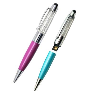 China Crystal Stylus Touch Pen USB Stick 3 in 1 usb 16gb pendrive 3 in 1 glass pendrive stylus pen usb for sale