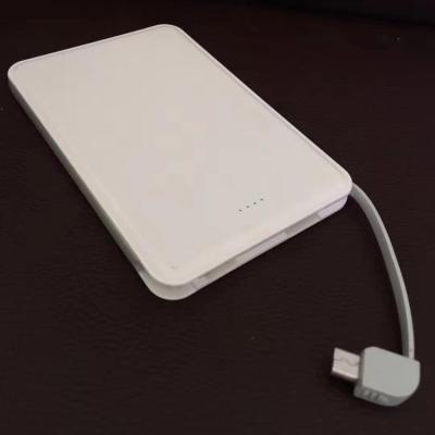 China LED Display 4000mAh Powerbank Built in Cable with Ultra Thin Android Adapter Backup Powerbank and Lightning Charger Built in USB Cable for sale