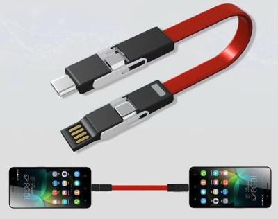 China New Design Gift 4 Multi Function Cable in 1 USB Magnetic Data Key Chain Charging Cable for All Phones, with OTG USB-C to Charger Cable for iPhone 8 Pin for sale