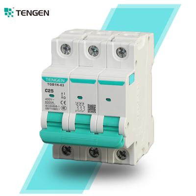 China TENGEN OEM 1p 10a 2p Thermal Magnetic Push Button On Off Air Circuit Breaker 6kA for sale