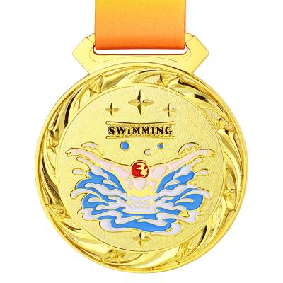 China Europe drop shipping free printing metal medal school sports metal match medals badges souvenirs gold swimming medallion for sale