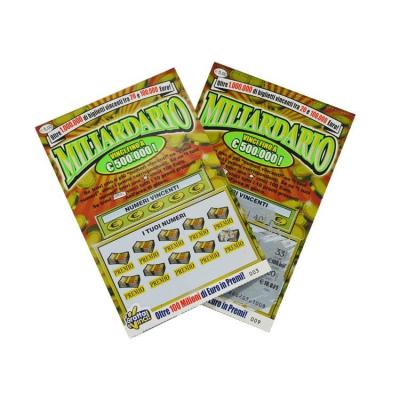 China paper & Custom Cardboard Lottery Cards Printing Scratch Win Card Lottery Scratch Off Cards for sale