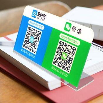 China Customized Clear Transparent QR Code Acrylic Display Stand for sale