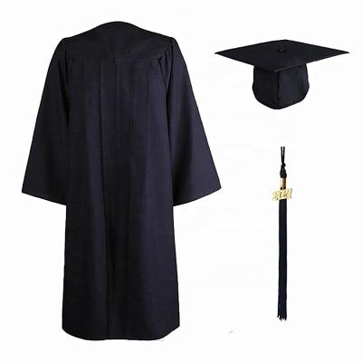 China Wholesale School Black Solid Matte 100% Polyester Fabric Graduation Cap And Gowns for sale