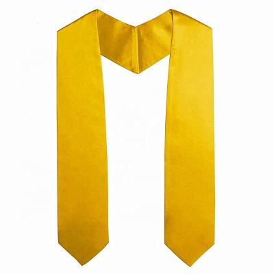 China 100% Polyester School Graduation Plain Gold Color Satin Graduation Stoles Or Sashes Wholesale For Adult And Kids for sale