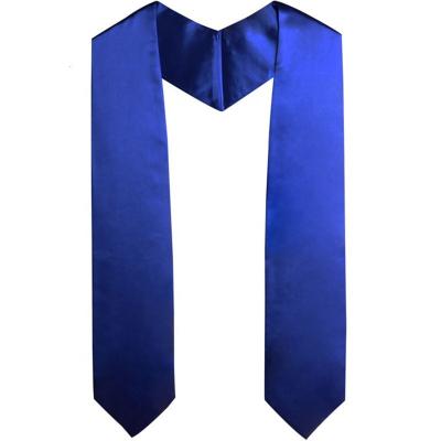 China 100% Royal Blue Single Color Satin Graduation School Polyester Graduation Stoles Or Sashes Wholesale For Adult And Kids for sale