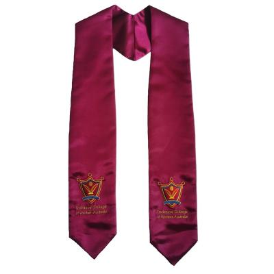 China Plain 100% Polyester Satin School Printing or Embroidery Graduation Stoles or Sashes Wholesale for Adult and Kids for sale