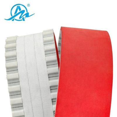 China Heat Resistant / Aging Proof / H Resistant / Waterproof / Oil Wear Resistant Add Red Rubber Coated And PU Fiber Endless Belt Slitter for sale