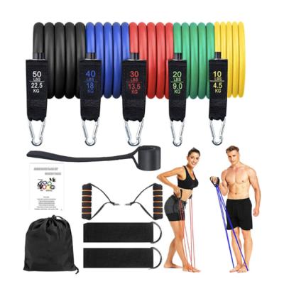 China Soft Grip Handle & Workouts 150lbs Eco Friendly Material Home Exercise Bands Set With Hand Grips & Legs Door Anchor & Ankle Straps & Carry Bag for sale