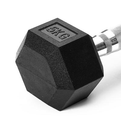 China Hex Rubber Covered Gym Dumbbell Gym Dumbbell Solid Weights Sets Hex Hex Dumbbell Set for sale