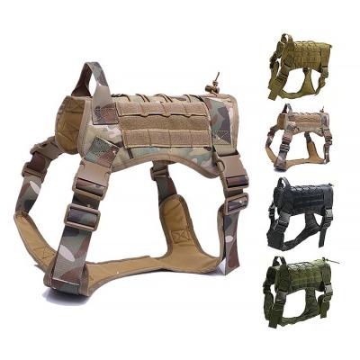 China Adjustable Dogs Escape Proof Pet Harness For Walking Heavy Duty Dog Harness With Handle, Large Dog Tactical Harness for sale