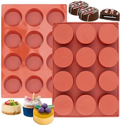 China Free Shipping Free Shipping Round Cylinder Mold For Chocolate Covered 12 Holes Cookie Mousse Cake Candy Pudding Chocolate Mold for sale