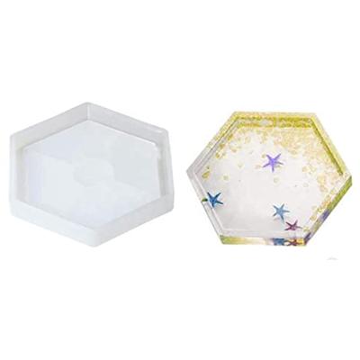 China Artificial Hexagon Shape Coaster Mold For DIY Stick Resin Tray Mold Table Ornaments Handmade Crafts for sale