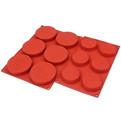 China Sustainable Free Shipping Round Silicone Molds For Baking 6 Cavity Epoxy Resin Mold DIY Resin Coaster Molds Cake Muffin Tart Pastry Bakeware for sale