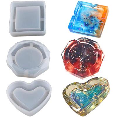 China Artificial Silicone Mold Ashtray Resin Mold Heart Square Mold for DIY Resin Crystal Epoxy Crafts Crystal Ashtray UV Home Decoration for sale