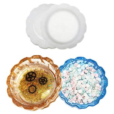 China Artificial Round Flower Storage Tray Mirror Silicone Mold for Epoxy Resin Mold for DIY Handmade Ashtray Opens Jewelry Making Tools for sale