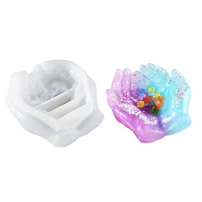 China Two-hand Model Artificial Hand Storage Dish Ashtray Mirror Silicone Mold for DIY Handmade Concrete Mold Crystal Epoxy Resin Home Decoration for sale