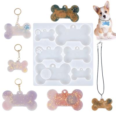 China Europe Multi-size Dog Bone Tag Epoxy Resin Mold Key Chain Pet Sign Silicone Hanging Mold DIY Opens Jewelry Pendants Casting Tools for sale