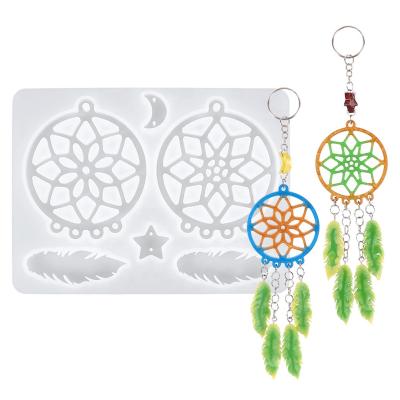 China Europe DIY Crafts Dream Catcher Mold Wall Decoration Chain Head Silicone Molds Crystal Epoxy Resin Jewelry Making Earring Mold for sale