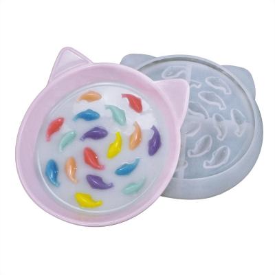 China Europe DIY Cat Bowl Silicone Molds for Epoxy Resin Molding Slow Driver Pet Food Tray Epoxy Resin Molds for sale