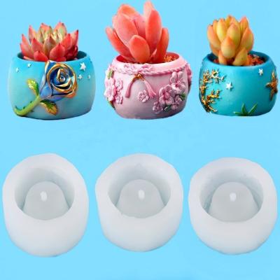 China Europe Flower Pot Silicone Succulent Mold For Concrete Planter Clay Molds Living Room Decoration DIY Epoxy Resin Handmade Craft Cement for sale