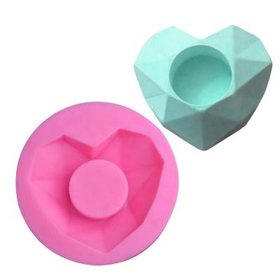 China Viable Geometric Love Heart Shape Fondant Silicone Mold Resin Clay Mold Cake Decorating Tools 3D Craft Chocolate Candy for sale