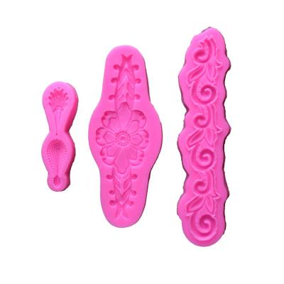 China Viable Silicone Cake Decorating Mold Fondant Silicone Mold DIY Retro European Embossed Lace Header Cake Rim Mold for sale