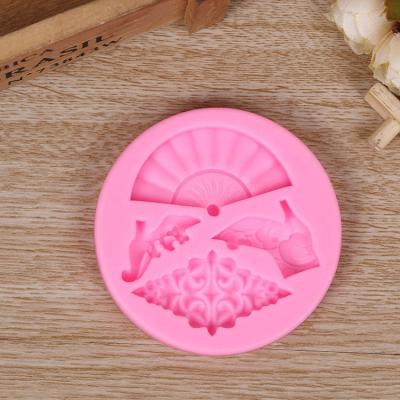 China Viable Fan Shape Cake Decorating Silicone Molds for Baking Fondant Sugar Craft Pastry Supplies for sale