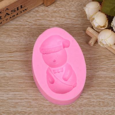 China Viable Christmas Silicone Cake Molds Cupcake Topper Fondant Molds Christmas Snowman Cake Decorating Mold for sale