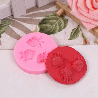 China Sustainable 3D Strawberry Silicone Mold Soap Sugar Fondant Molds Fruit Chocolate Molds For Cakes Decorating Tools for sale