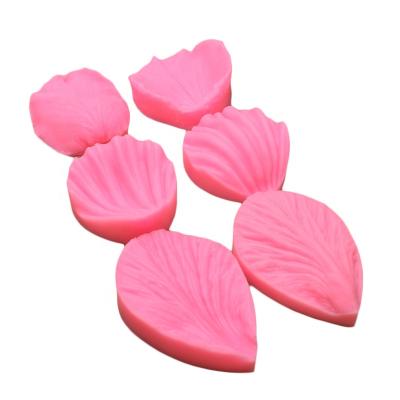 China Viable Leaf 3D Petals Clamping Mold 2pc/Set Fondant Cake Decorating Silicone Mold Epoxy Resin Clay Molds for sale