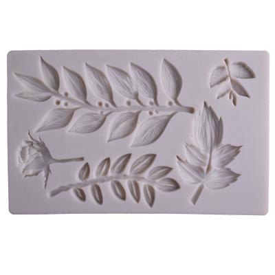 China Viable Candy Sugar Cookies Chocolate Mold Cake Decorating Tool Clay Fondant Mold DIY Leaf Vine Branch Silicone Mold for sale