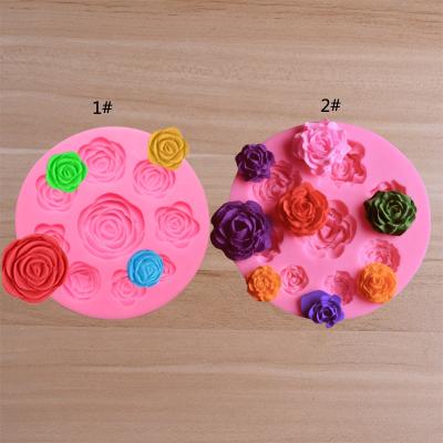 China Viable Epoxy Resin Clay Molds of Rose Flower Cake Decorating Chocolate Mold DIY Fondant Silicone Mold for sale