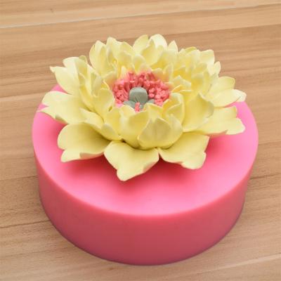 China Viable 3D Peony Flower Silicone Fondant Molds Cake Decorating Tools DIY Car Aromatherapy Gypsum Glue Mold for sale