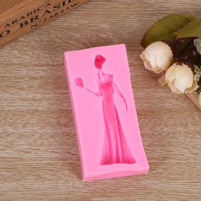 China Viable Princess Bride Silicone Fandont Queen Chocolate Candy Mold Wedding Cake Decorating Tools for sale